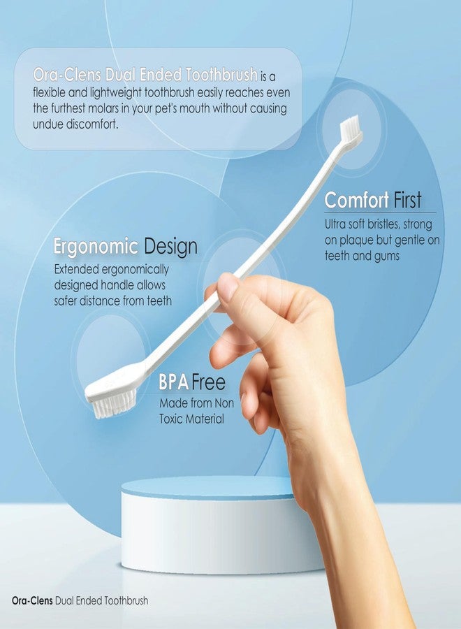 Ora-Clens Dual Ended Toothbrush- Ergonomic Angled Design, Long Flexible Neck, Lightweight, Comfortable, Helps Control Tartar, Plaque & Bad Breath for Dogs and Cats. - Image 3